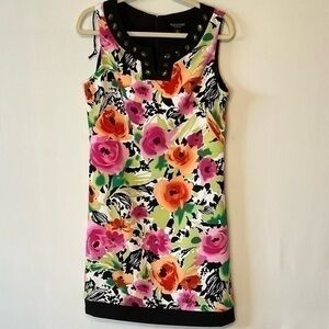 Perceptions NY Women’s Sz 12 Multicolored Floral Sleeveless Stretch Dress